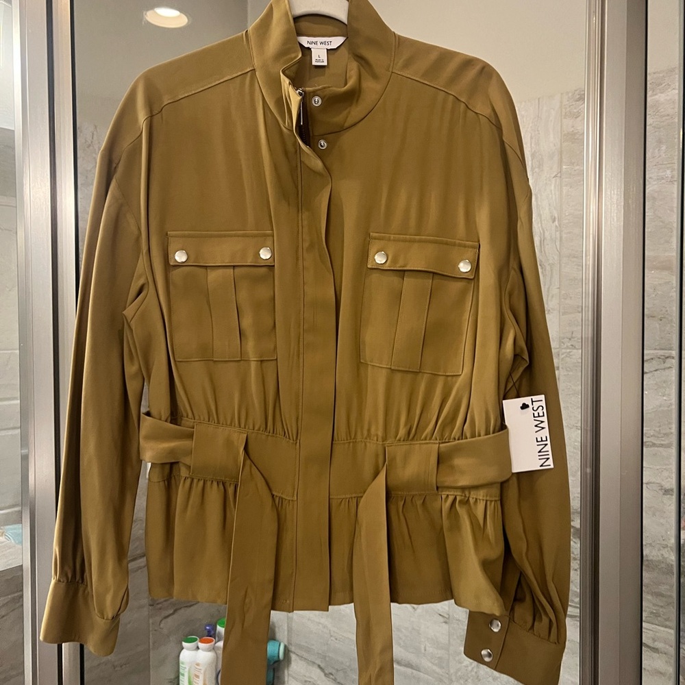 Nine West Women's Utility Jacket with a Tie Waist